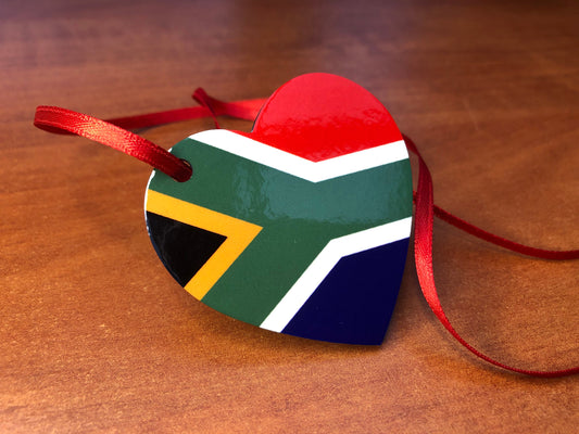 South Africa Heart shaped decoration hanging ornament Bright and colourful South African flag