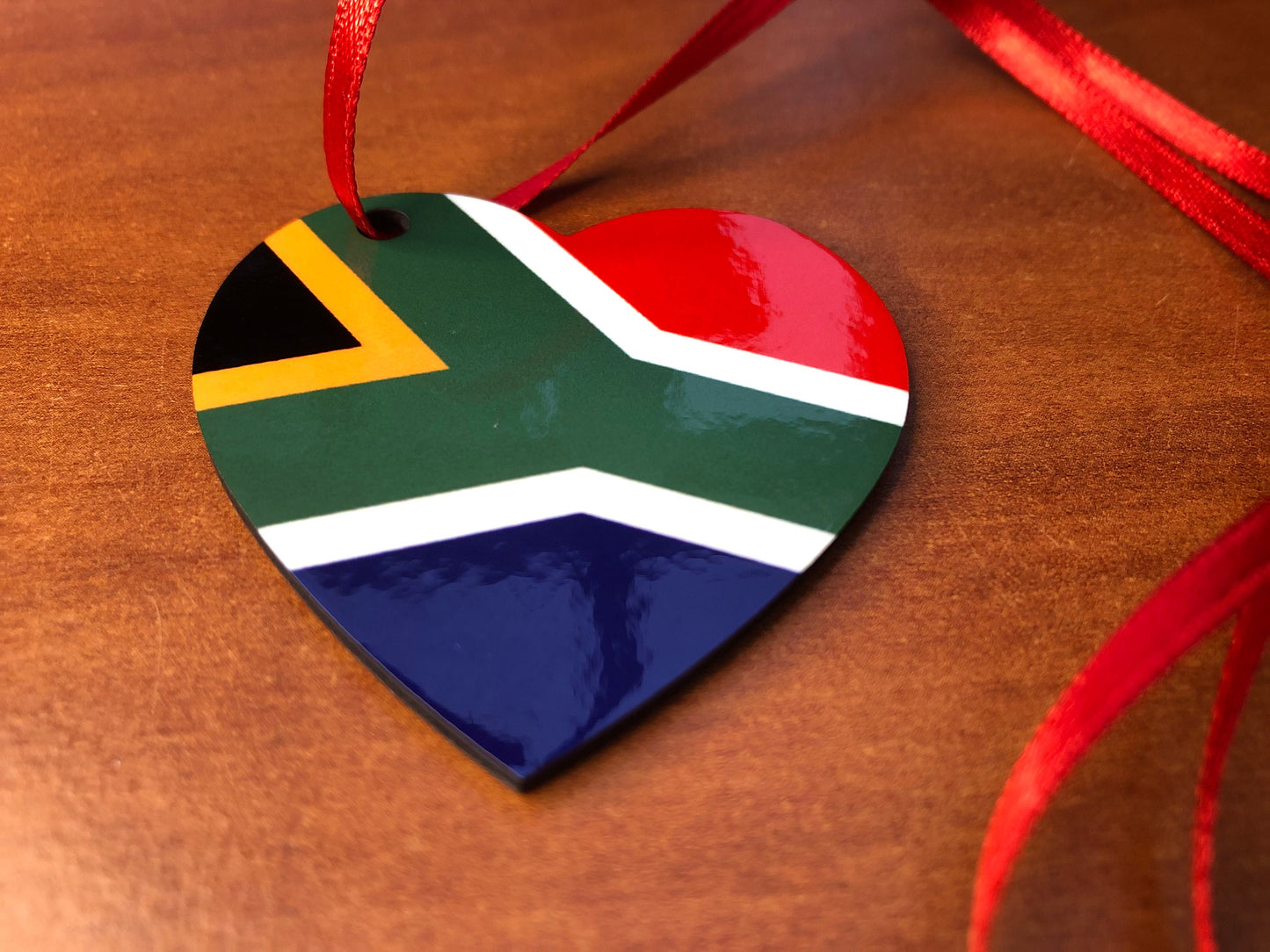 South Africa Heart shaped decoration hanging ornament Bright and colourful South African flag