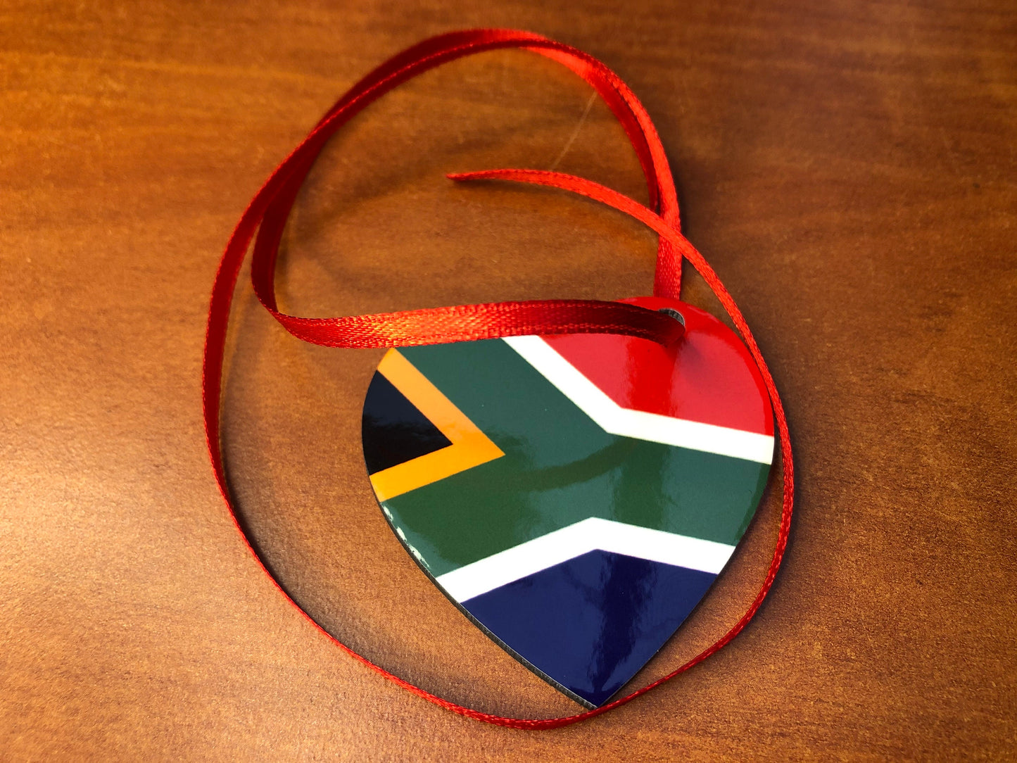 South Africa Heart shaped decoration hanging ornament Bright and colourful South African flag
