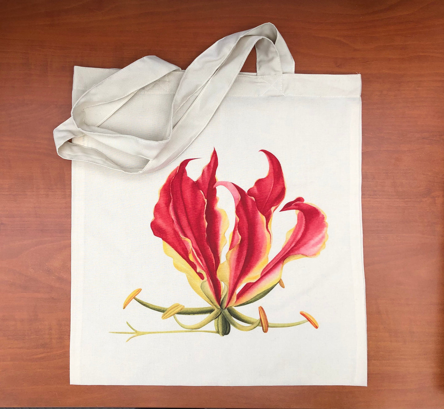 Zimbabwe Flame Lilly Gloriosa superba natural tote bag