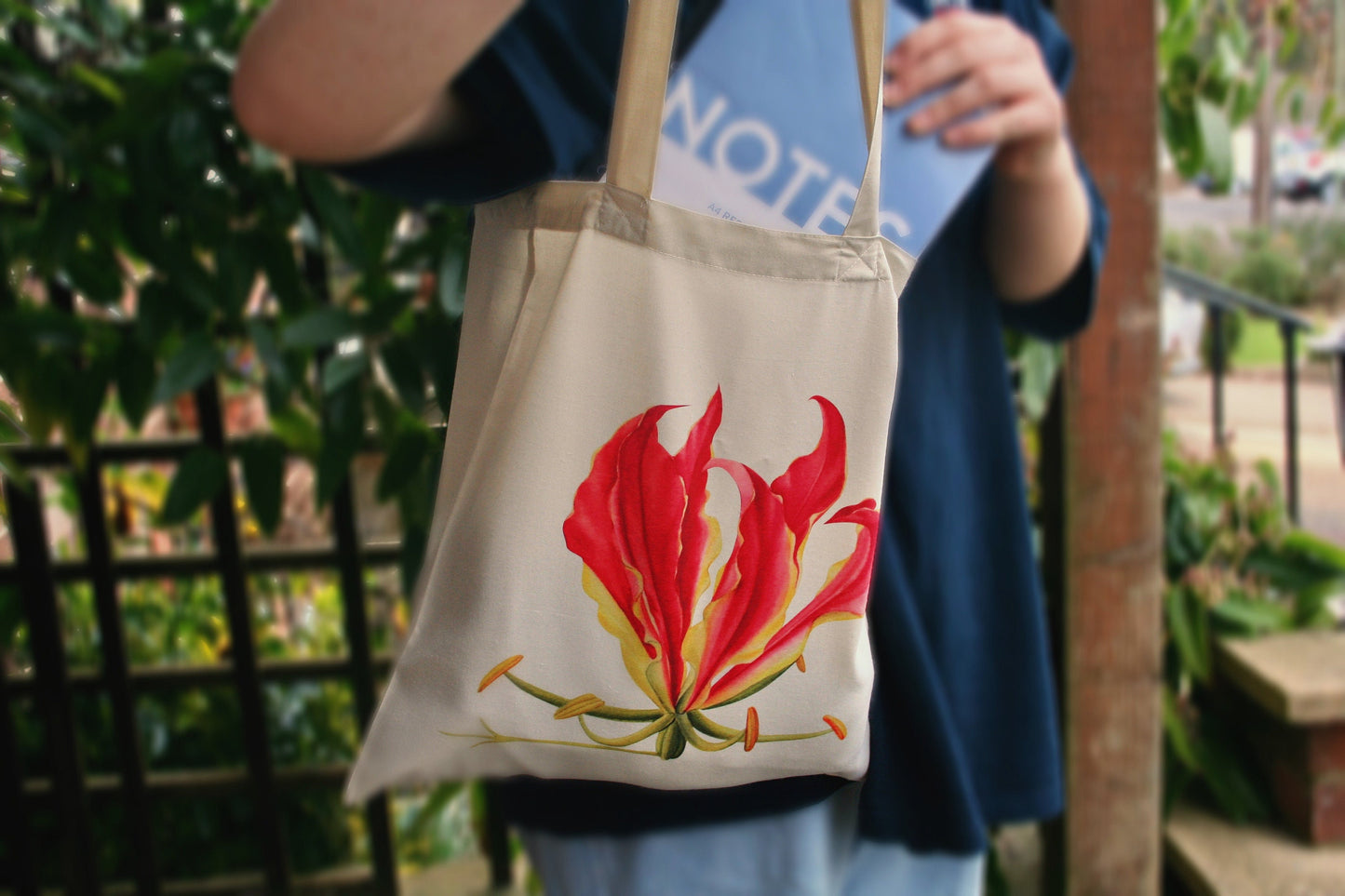 Zimbabwe Flame Lilly Gloriosa superba natural tote bag