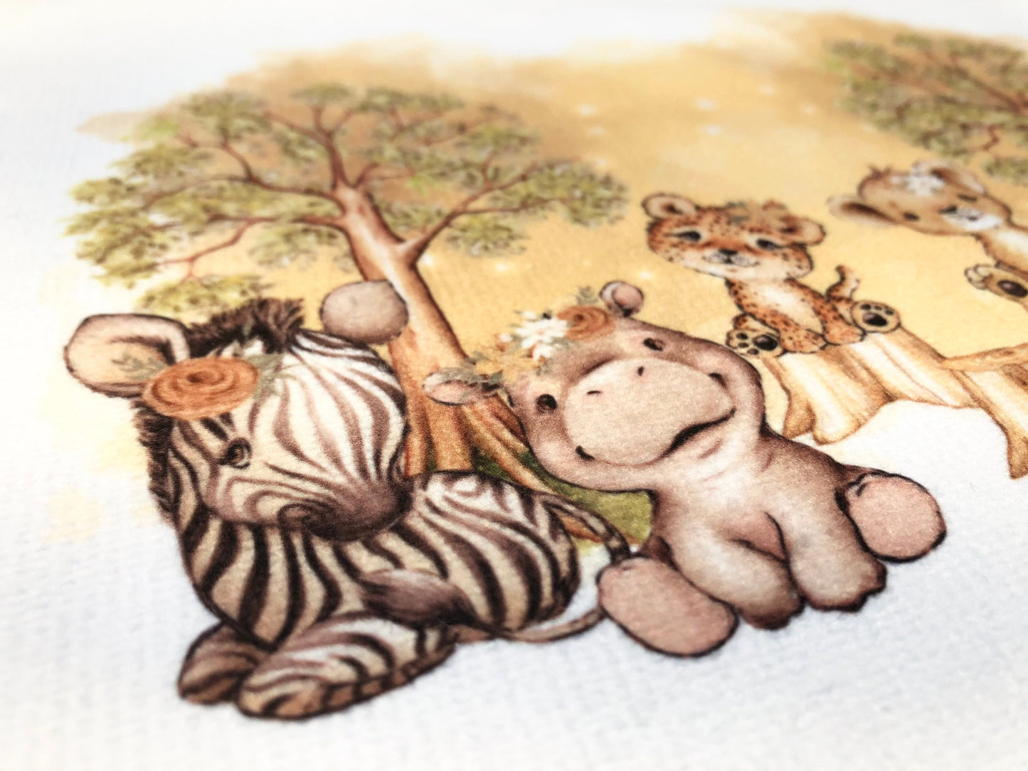 Gender neutral baby gift New Baby gift. Baby's Zebra, Hippo, Leopard, Lion, Elephant and Giraffe flannel. African animals Safari