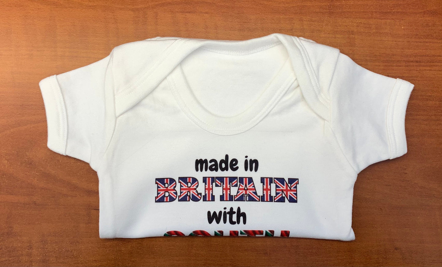 Made in Britain with Gambian parts Baby-grow / vest  ( Made to order )