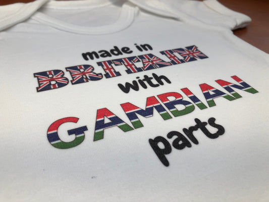 Made in Britain with Gambian parts Baby-grow / vest  ( Made to order )