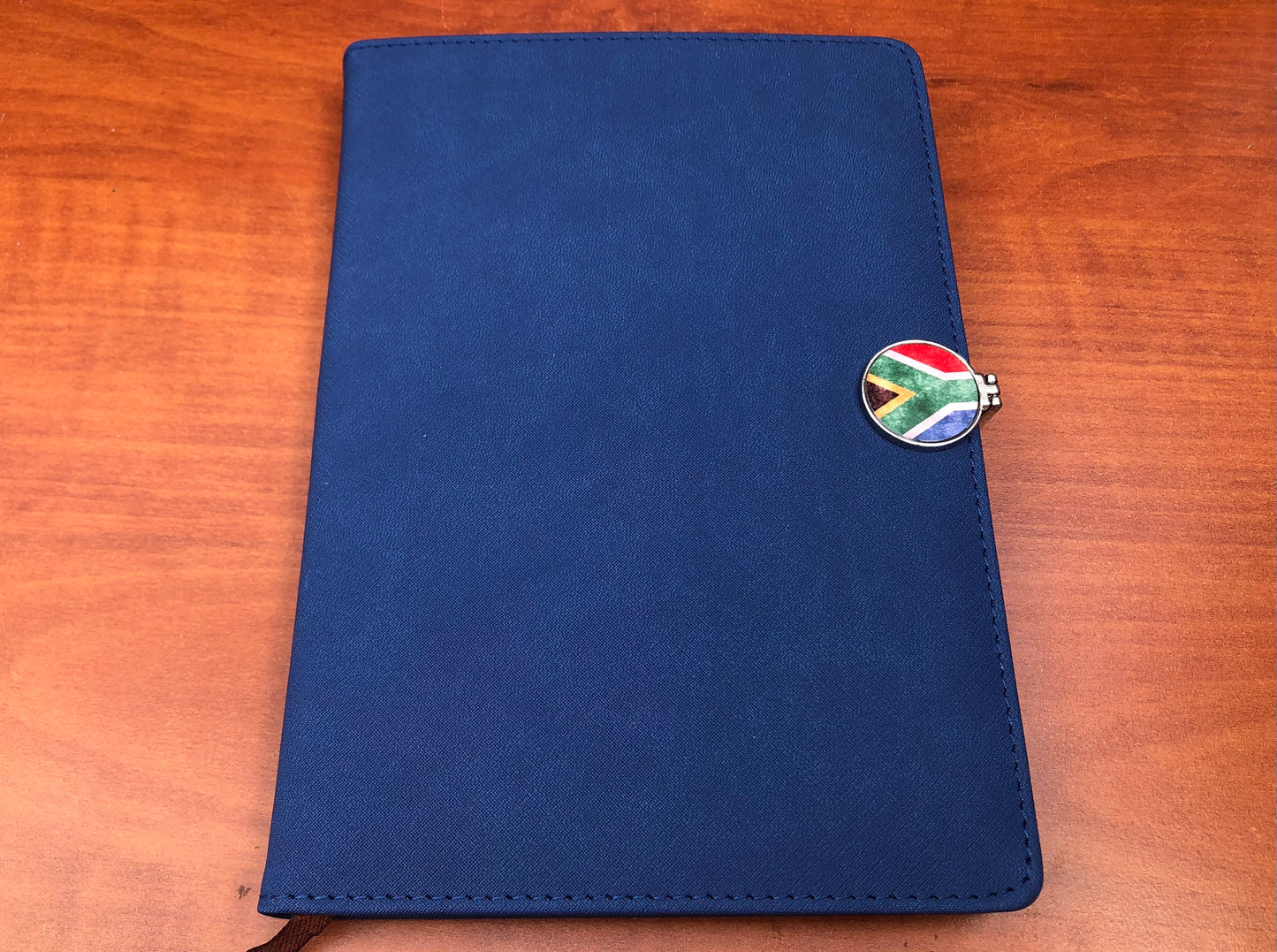 Luxury A5 note / memo note book with a hand printed SA flag clasp ( with English / Chinese alternative text ) Journal South African