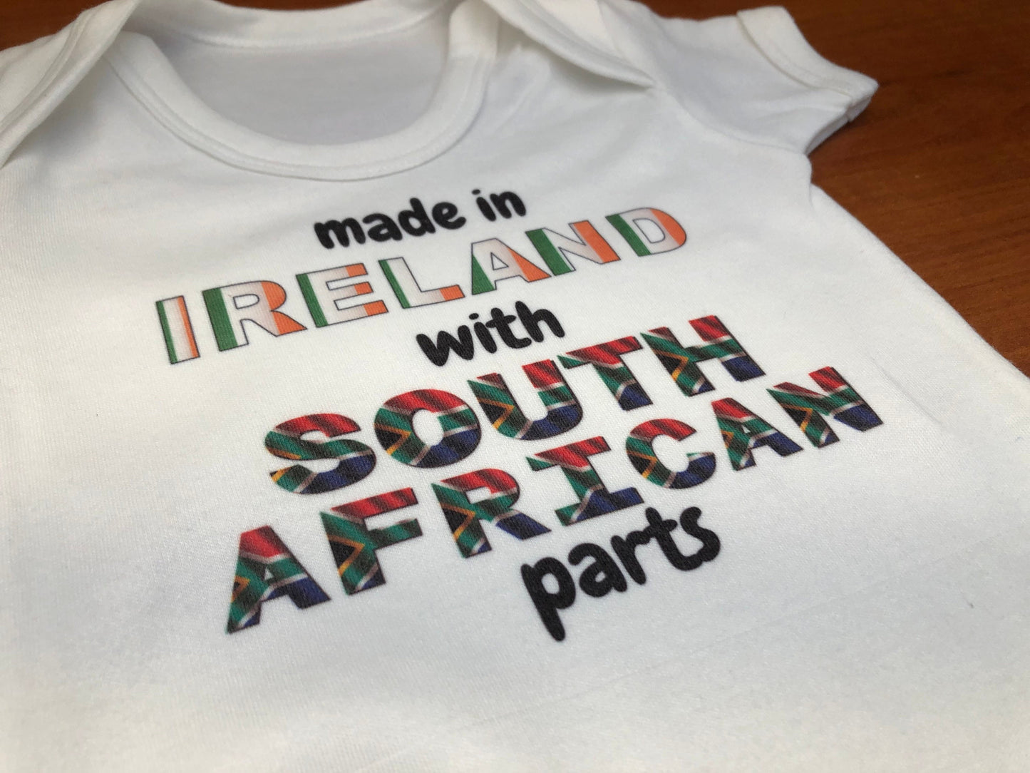 Made in Ireland with South African parts Baby-grow / vest  ( Made to order )