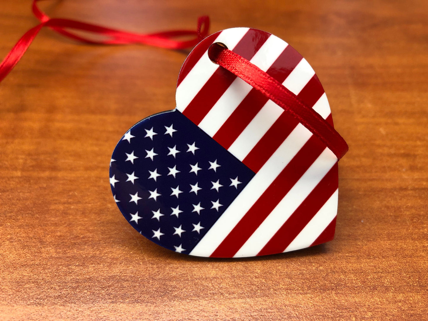 South Africa USA Heart shaped decoration hanging ornament bright and colourful South African and the United States flags