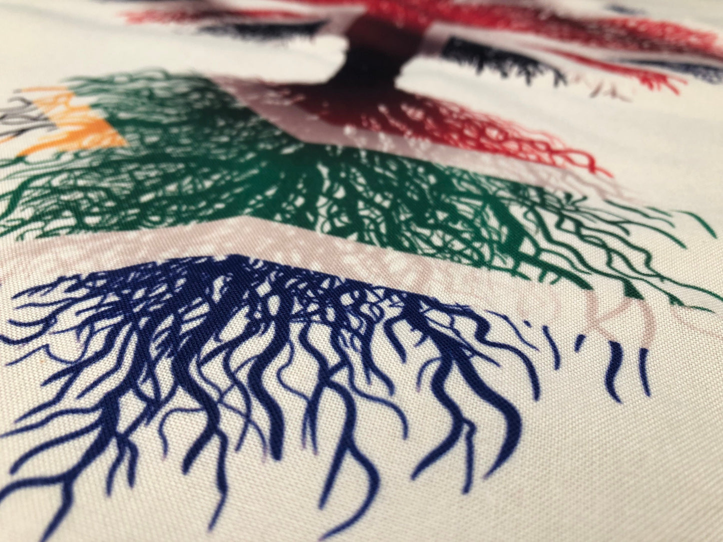Fabric bag South African roots United Kingdom Union Jack natural fabric tote bag. Flag Art.