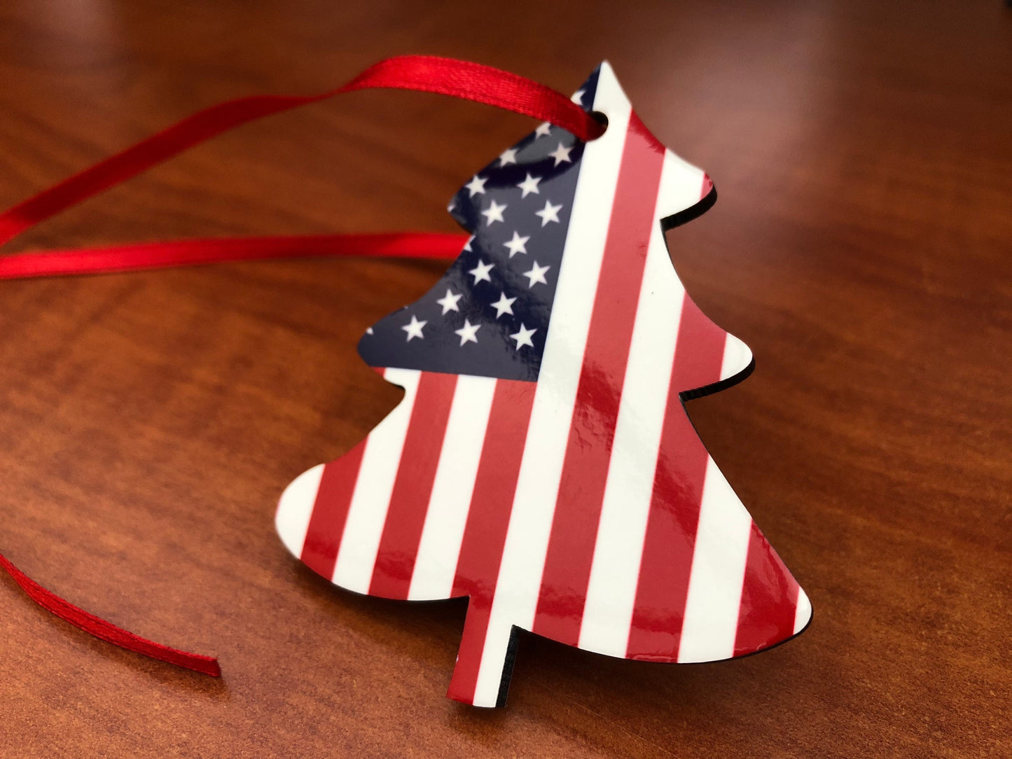 Christmas decorations tree ornament United States Stars and Stripes Christmas Decoration. Tree shaped decoration hanging ornament.
