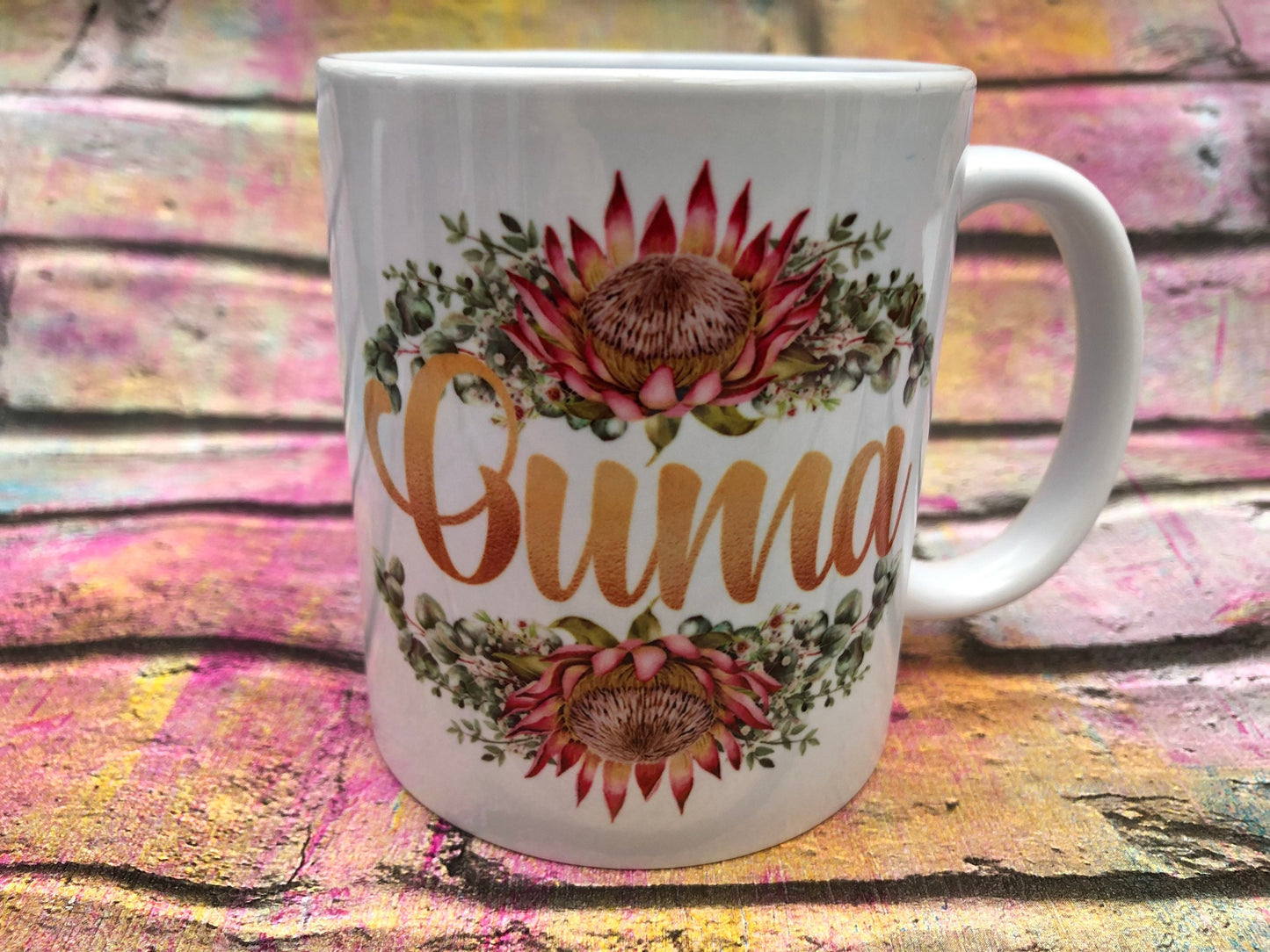 Ouma and Oupa mugs with matching coasters