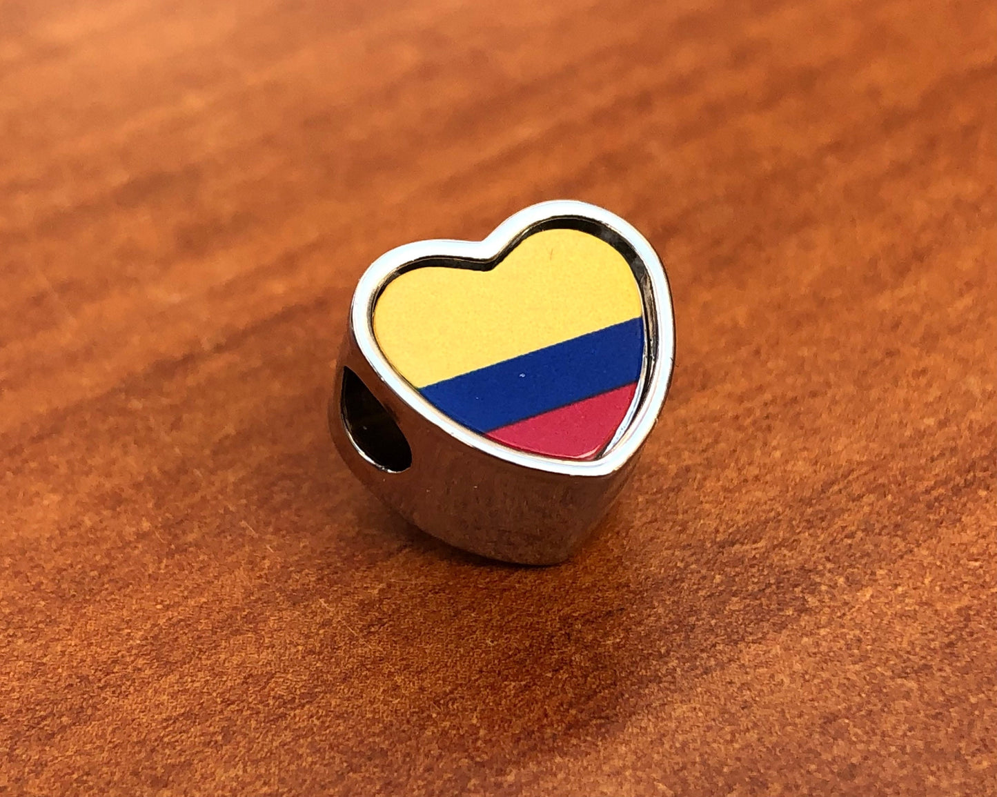 Colombia Colombian Flag heart charm bead Personalised Add on charm Large hole bead Valentine’s gift for mom mum