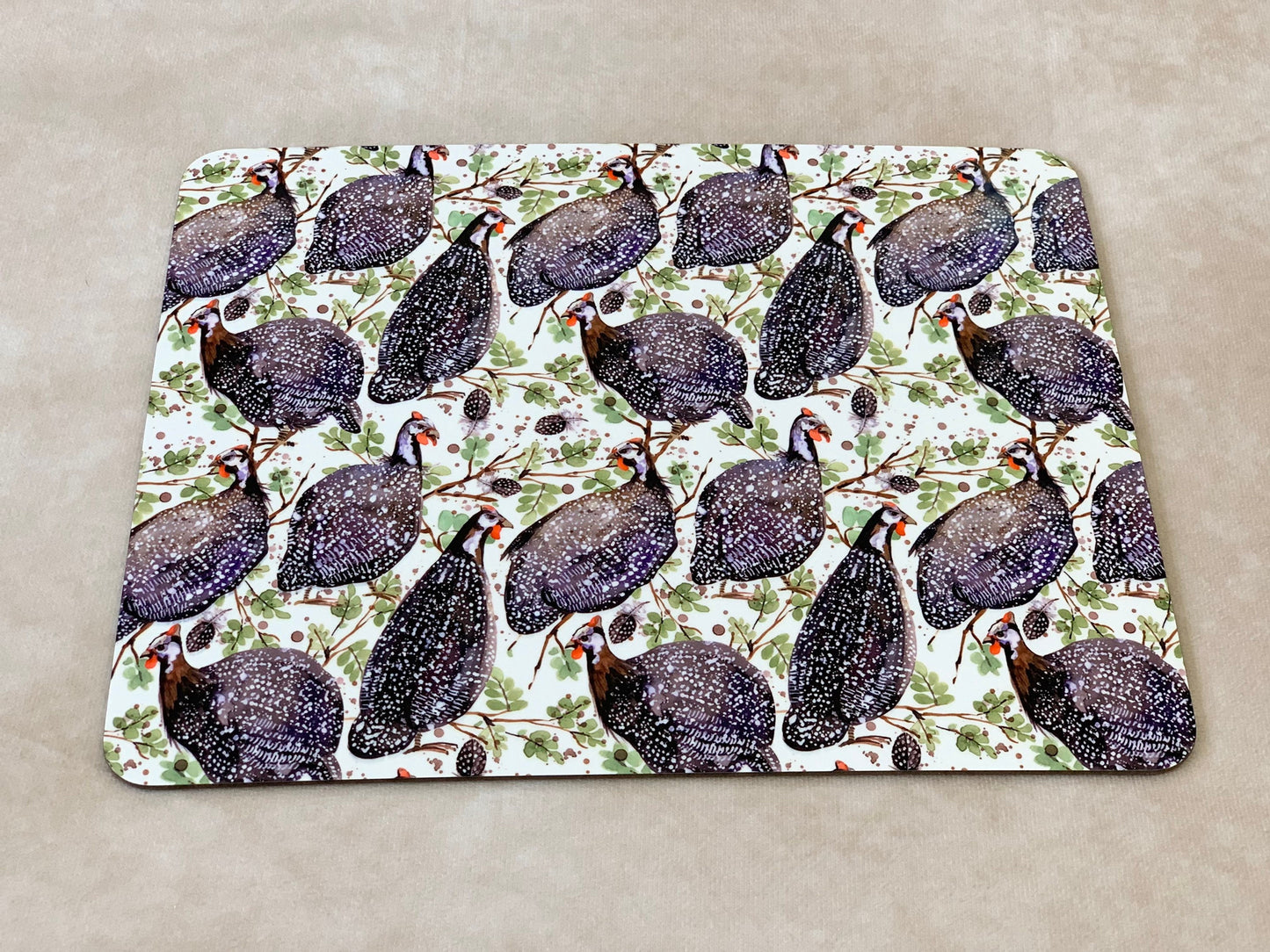 Guineafowl placemat Afrikaans South African Tarentaal placemat, beautiful South African inspired design. ( 26x20cm )