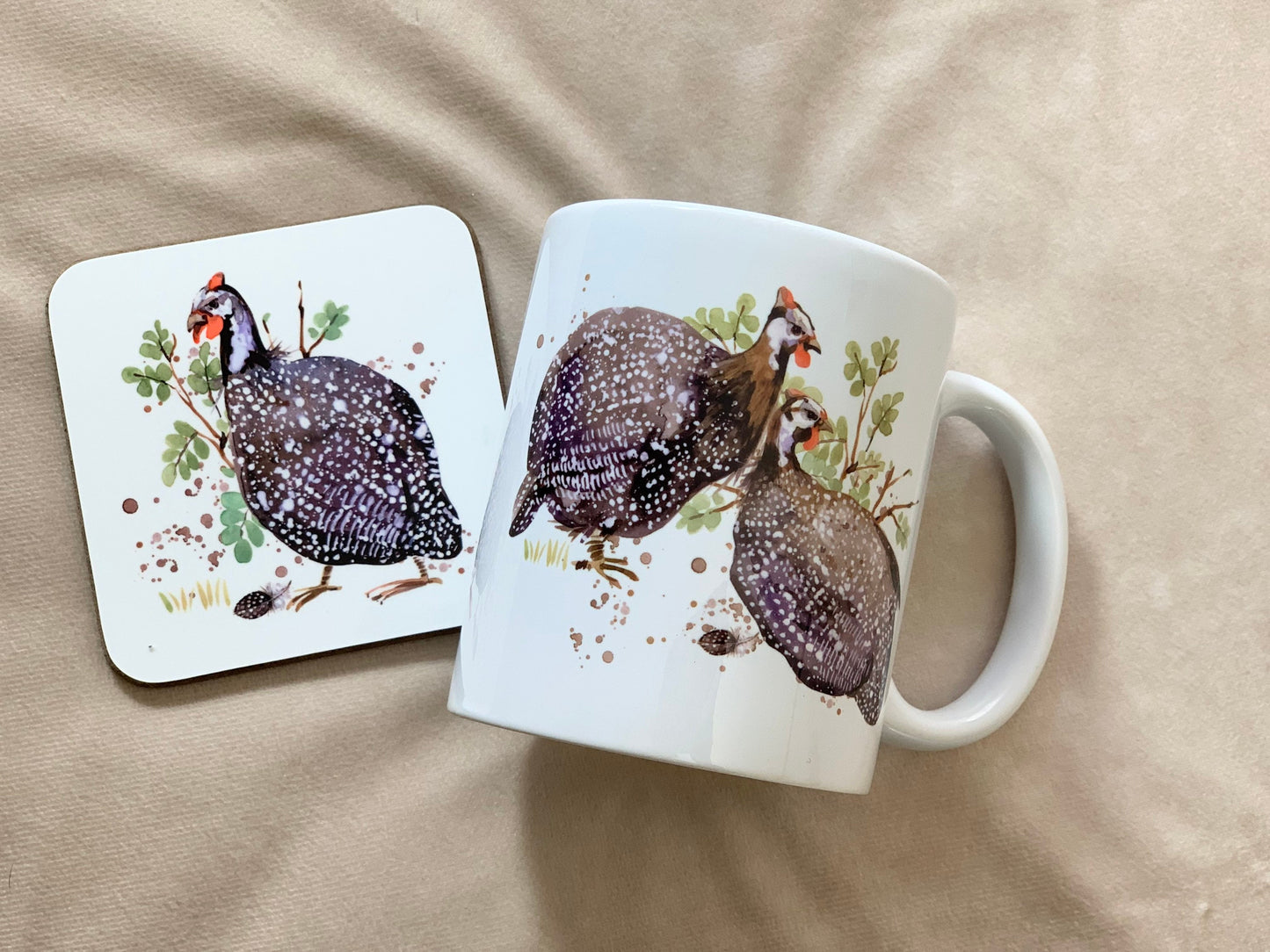 Guinea fowl Guineafowl bird coaster. South African Tarentaal coaster. ( 9x9cm )