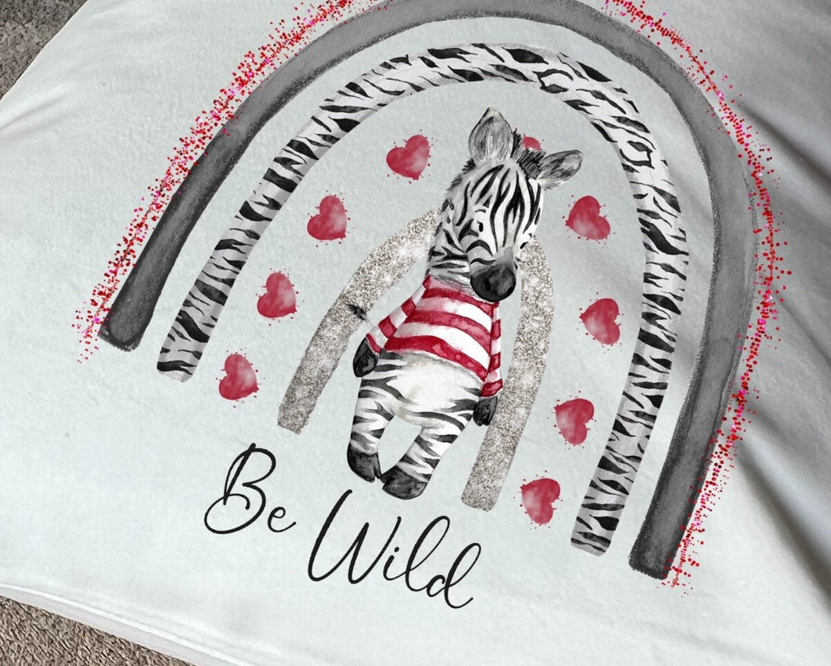 Hand Printed 'Be Wild' Zebra plush white deluxe 'soft feel' scatter cushion. ( 40x40cm )