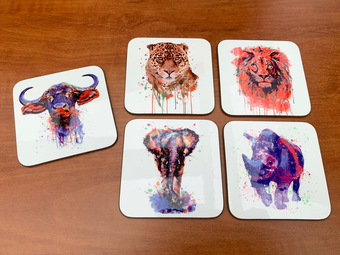 Coasters South Africa’s Big Five’ coasters ( 5 coasters 9x9cm )