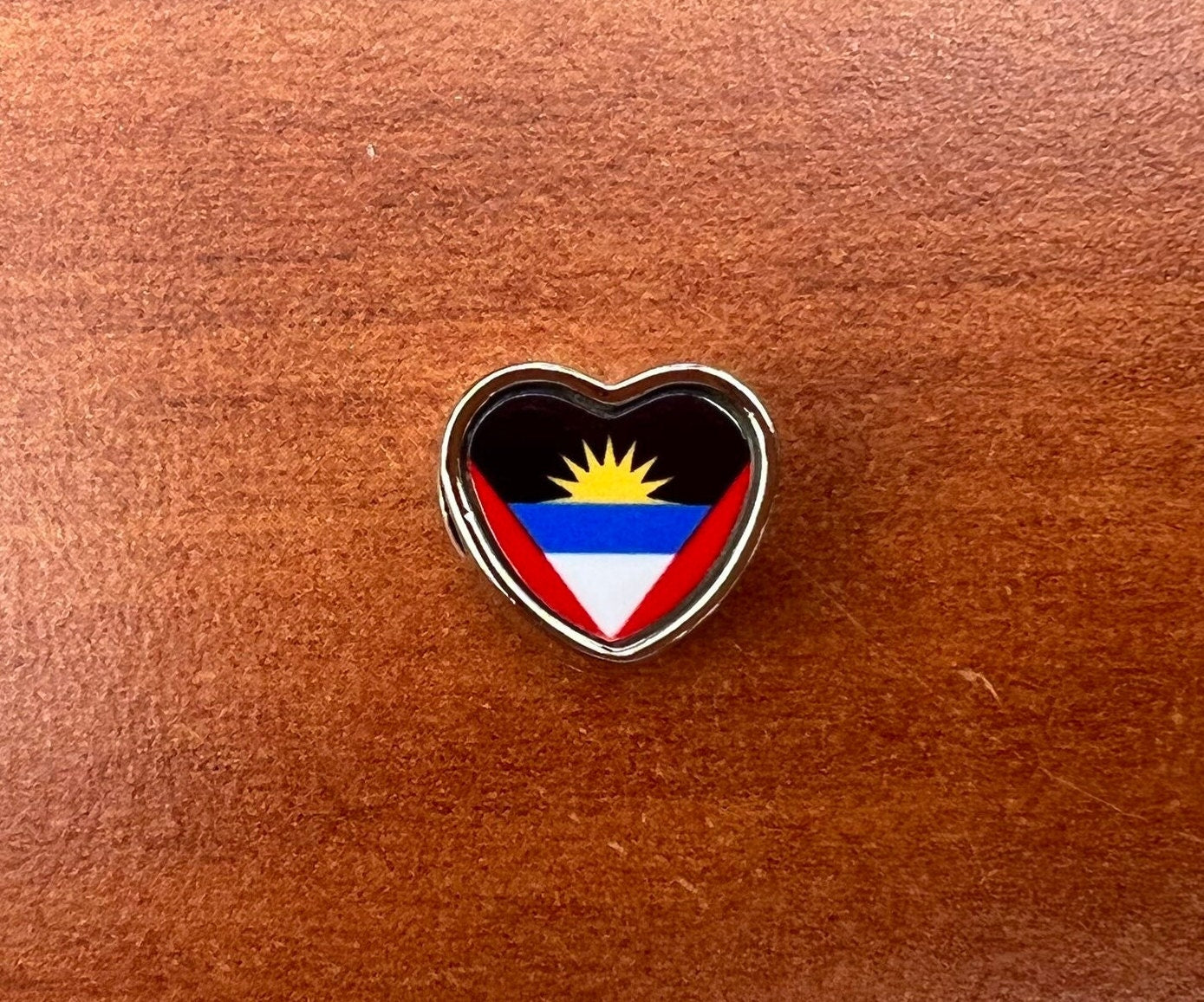 Antigua and Barbuda Flag heart charm bead  Flag Bead Personalised Charm. Add on bead.