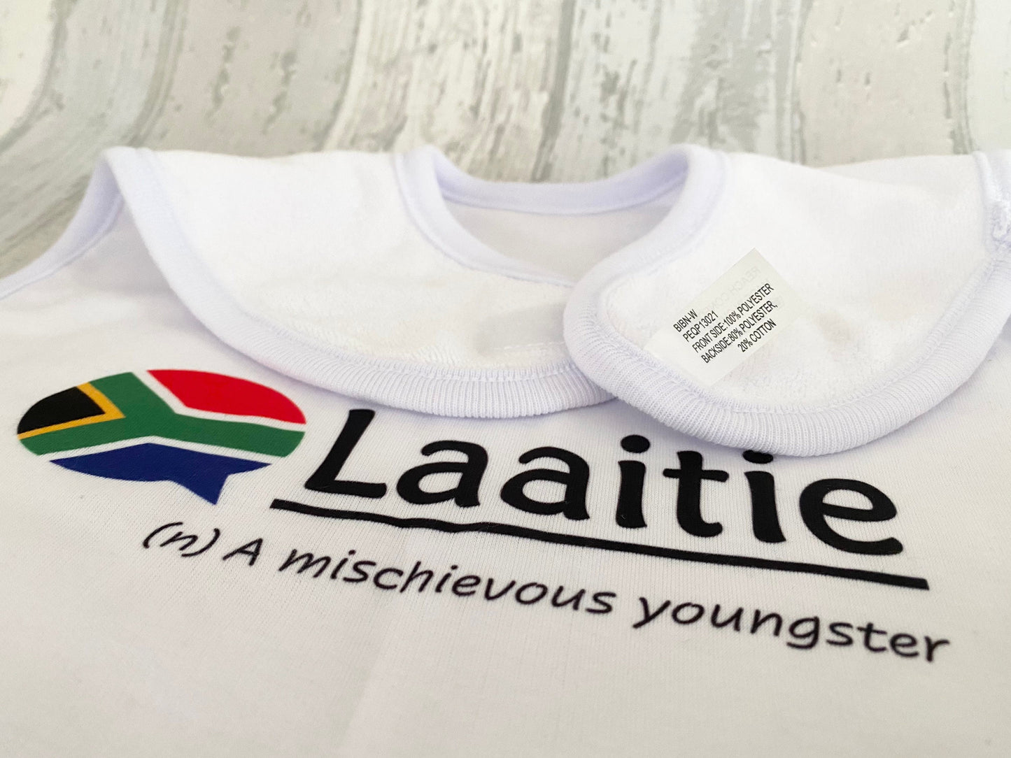 Baby Bib. South African Laaitie Baby bib. Nationality flag new baby gift Pregnancy announcement.