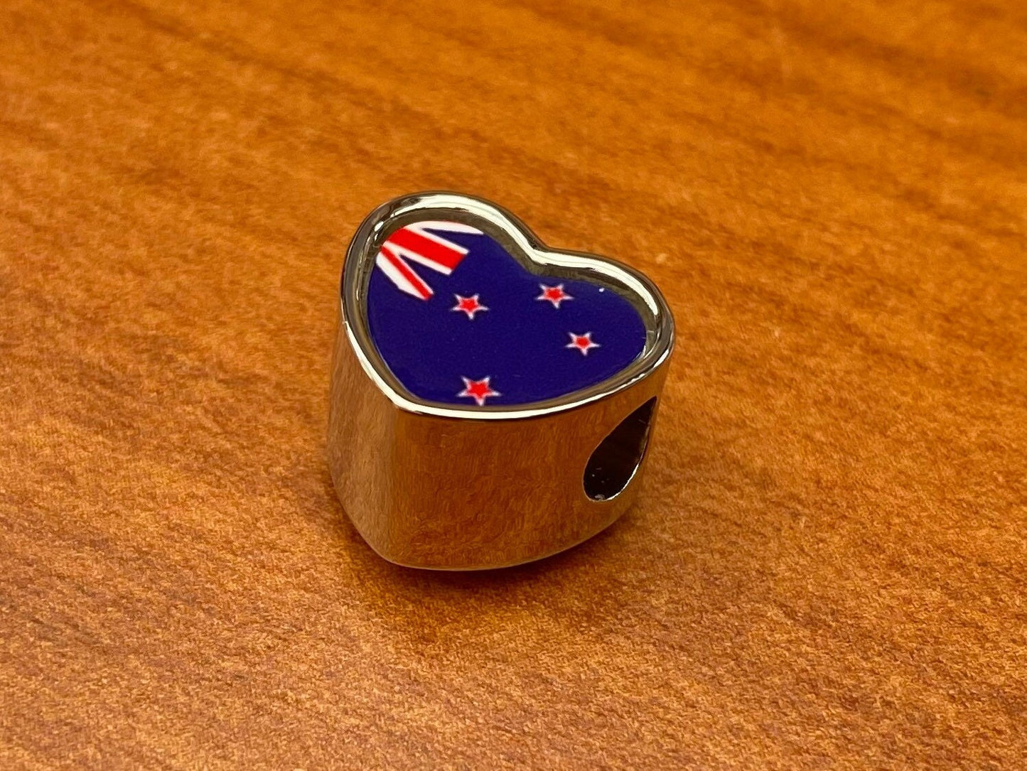 New Zealand Flag heart charm bead Personalised Charm Add on bead Large hole bead Valentine’s gift for mom mum