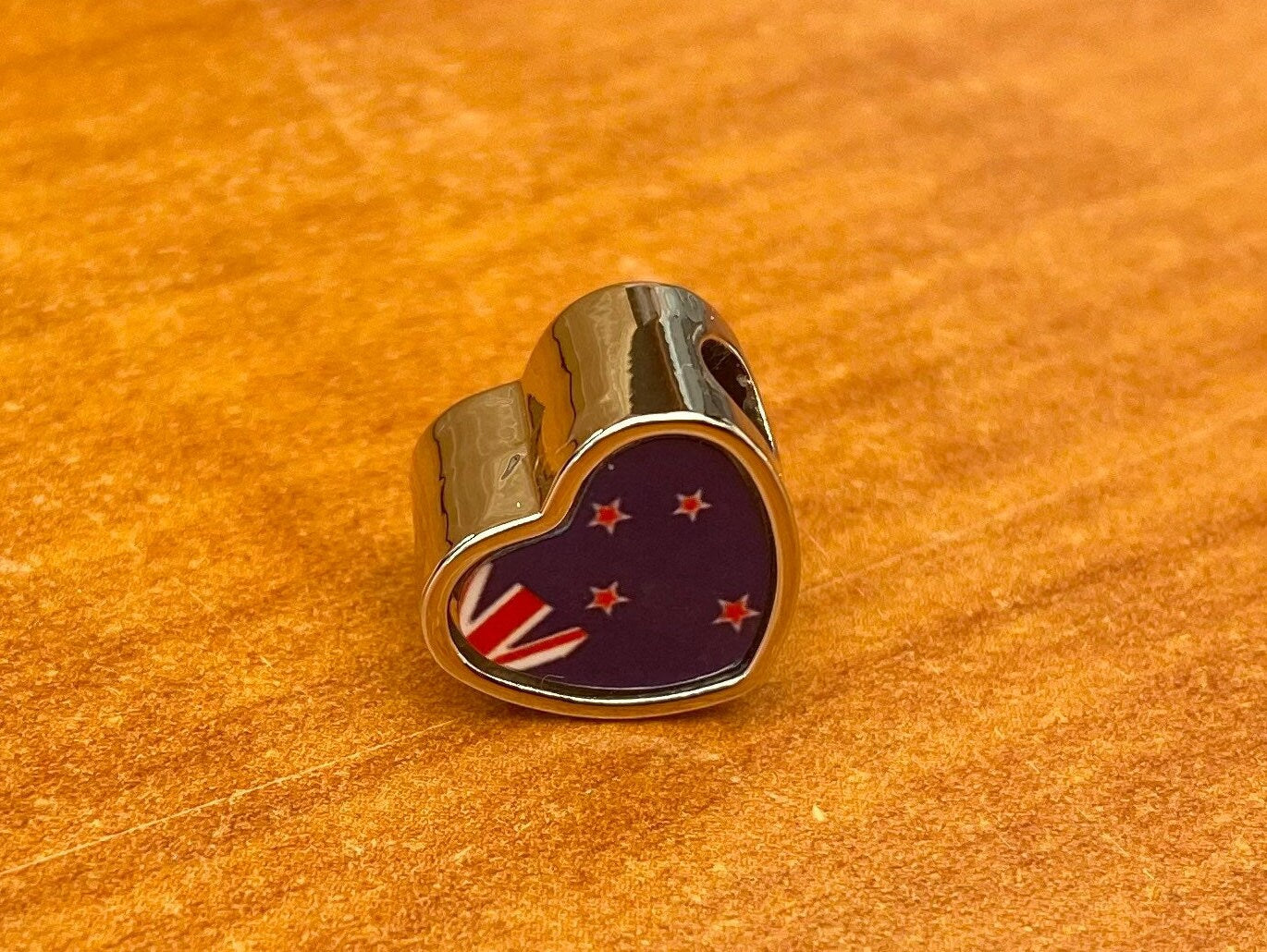 New Zealand Flag heart charm bead Personalised Charm Add on bead Large hole bead Valentine’s gift for mom mum