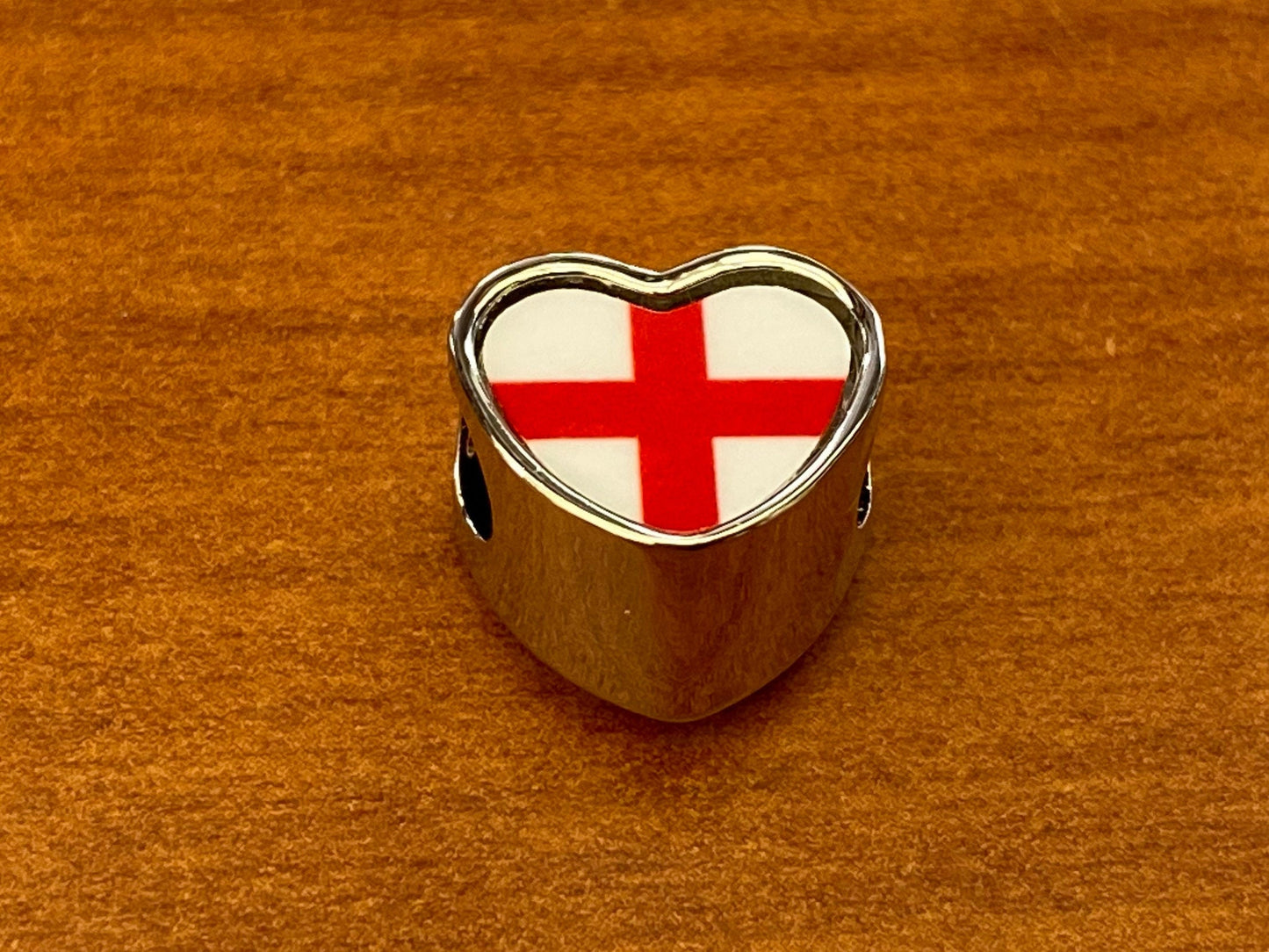 English England St Georges Flag heart bracelet charm bead Personalised Charm Add on charm. Large hole charm. Valentine’s Gift. Gift for mum