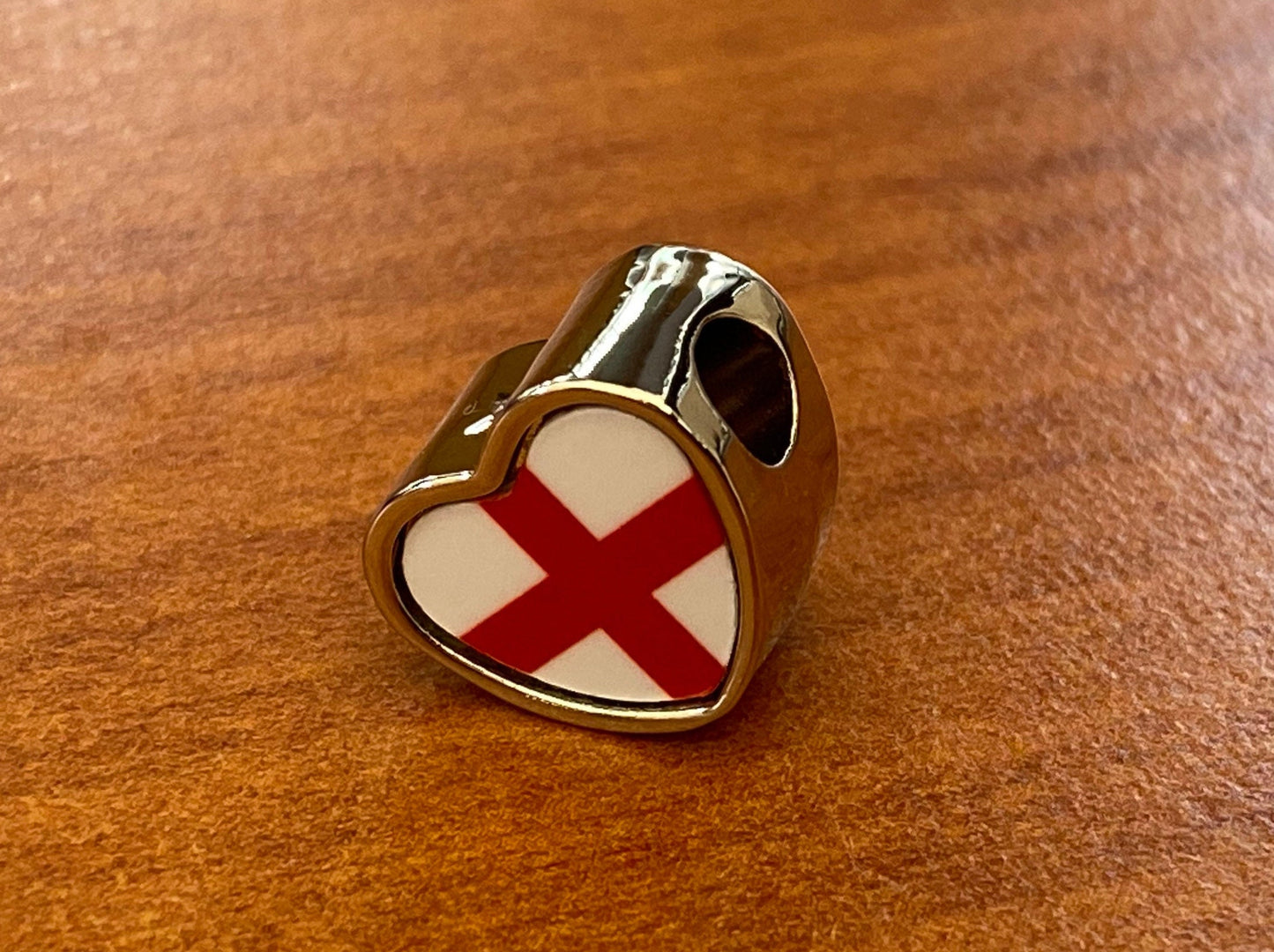 English England St Georges Flag heart bracelet charm bead Personalised Charm Add on charm. Large hole charm. Valentine’s Gift. Gift for mum