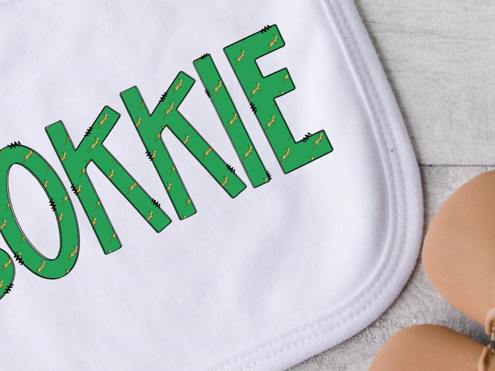 Baby Bib. South African Bokkie Baby bib Afrikaans Rugby supporter. New baby gift. Pregnancy Announcement. Rugby Gift.