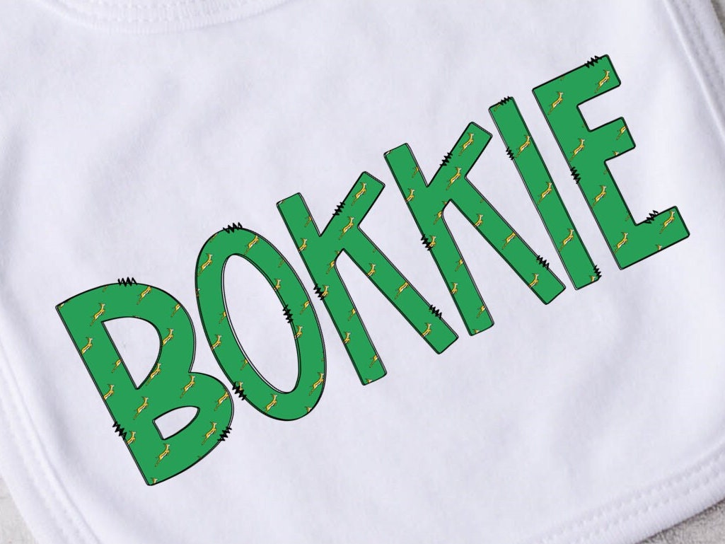 Baby Bib. South African Bokkie Baby bib Afrikaans Rugby supporter. New baby gift. Pregnancy Announcement. Rugby Gift.