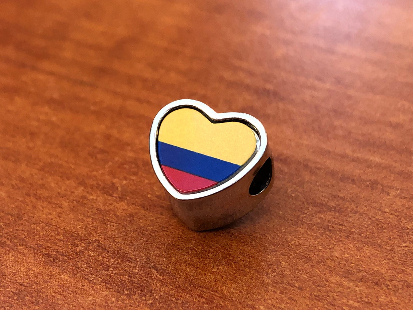 Colombia Colombian Flag heart charm bead Personalised Add on charm Large hole bead Valentine’s gift for mom mum