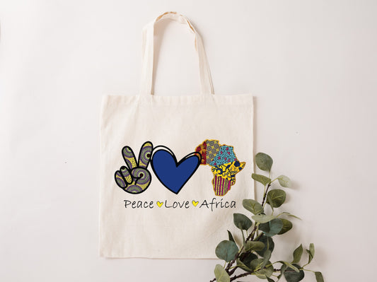 Peace - Love - Africa tote bag