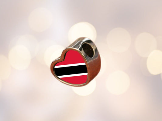 Trinidad and Tobago Flag heart charm bead. Personalised Charm jewellery. Add on charm. Large hole charm. Valentine’s gift. Gift for mom mum