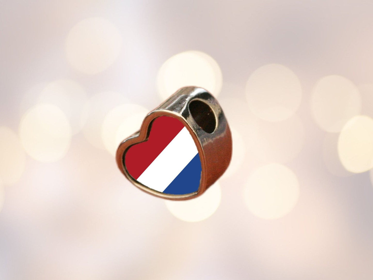 The Netherlands Holland Flag heart charm personalised charm Add on charm Large hole bead Valentine’s gift for mom mum