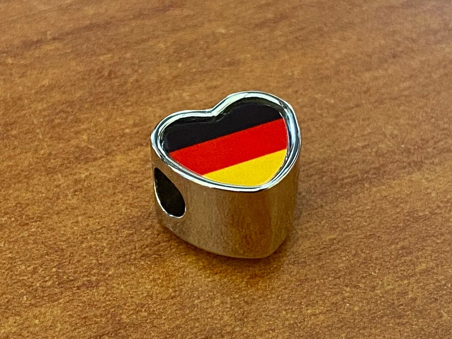 Germany German Flag heart charm bead personalised charm Add on charm Large hole bead Valentine’s gift for mom mum