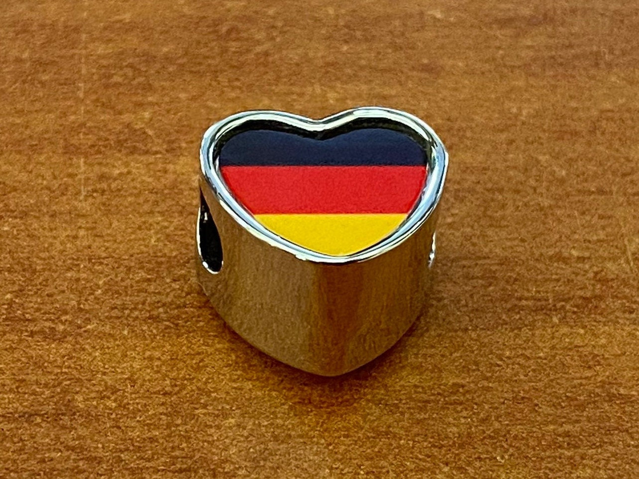 Germany German Flag heart charm bead personalised charm Add on charm Large hole bead Valentine’s gift for mom mum