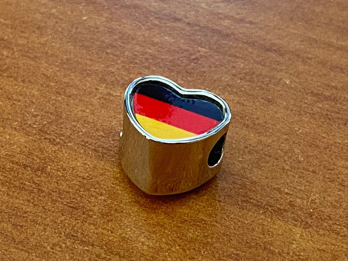 Germany German Flag heart charm bead personalised charm Add on charm Large hole bead Valentine’s gift for mom mum