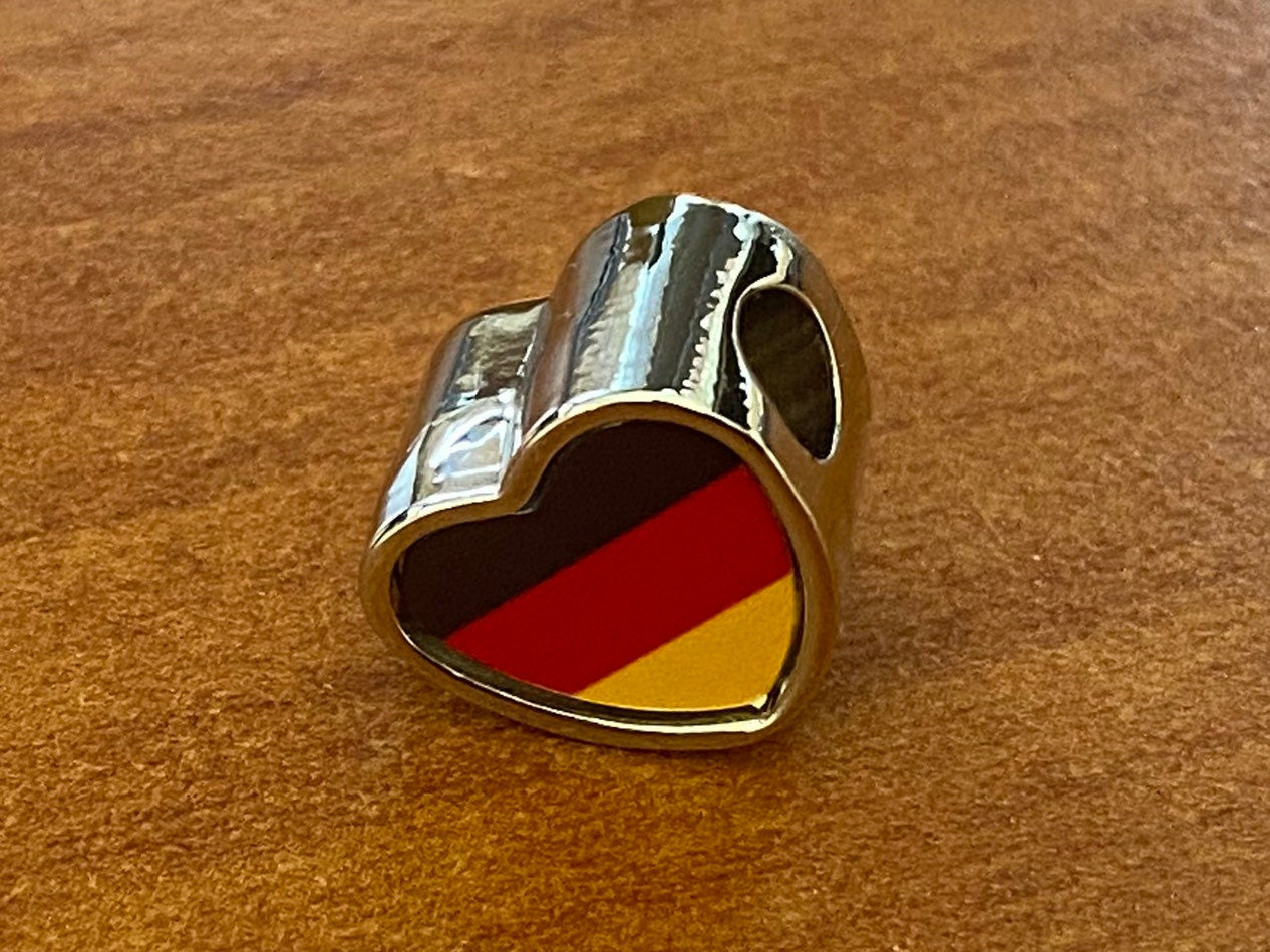 Germany German Flag heart charm bead personalised charm Add on charm Large hole bead Valentine’s gift for mom mum