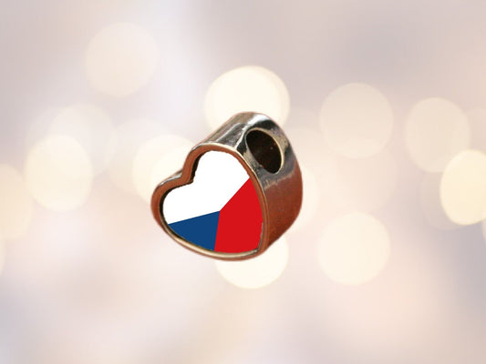 Czech Republic Flag heart charm personalised charm Add on charm Large hole bead Valentine’s gift for mom mum