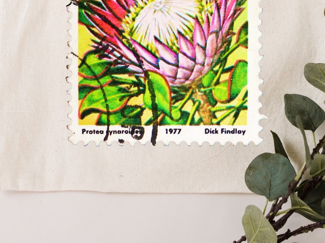 RSA 5c Protea Stamp Protea Fynbos Floral natural tote bag.