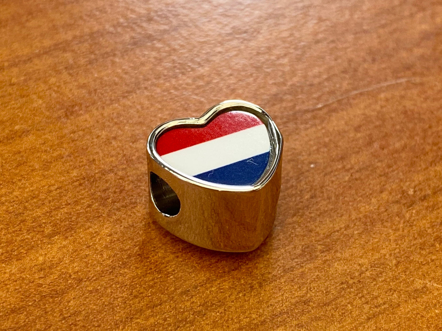 The Netherlands Holland Flag heart charm personalised charm Add on charm Large hole bead Valentine’s gift for mom mum