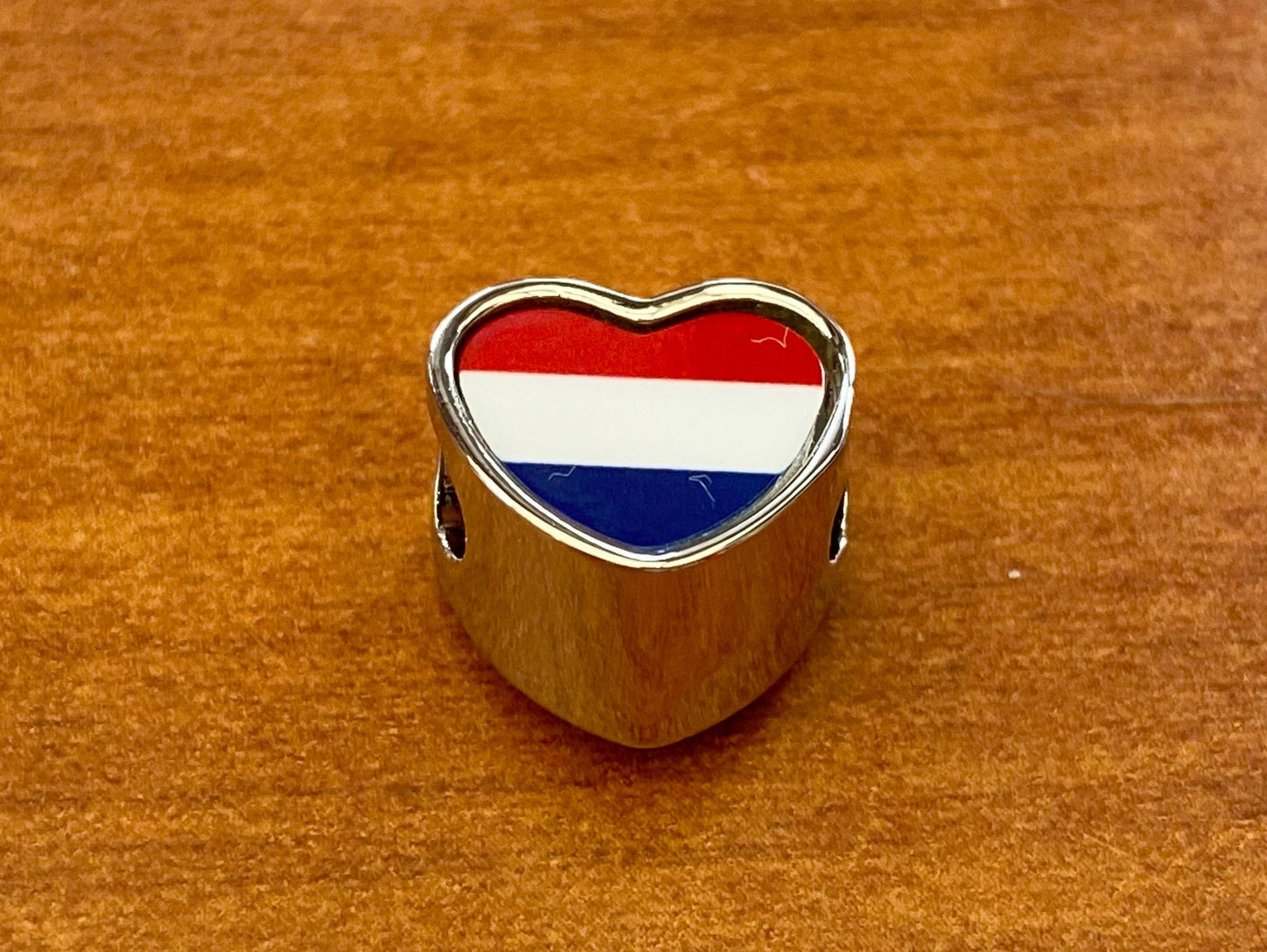 The Netherlands Holland Flag heart charm personalised charm Add on charm Large hole bead Valentine’s gift for mom mum