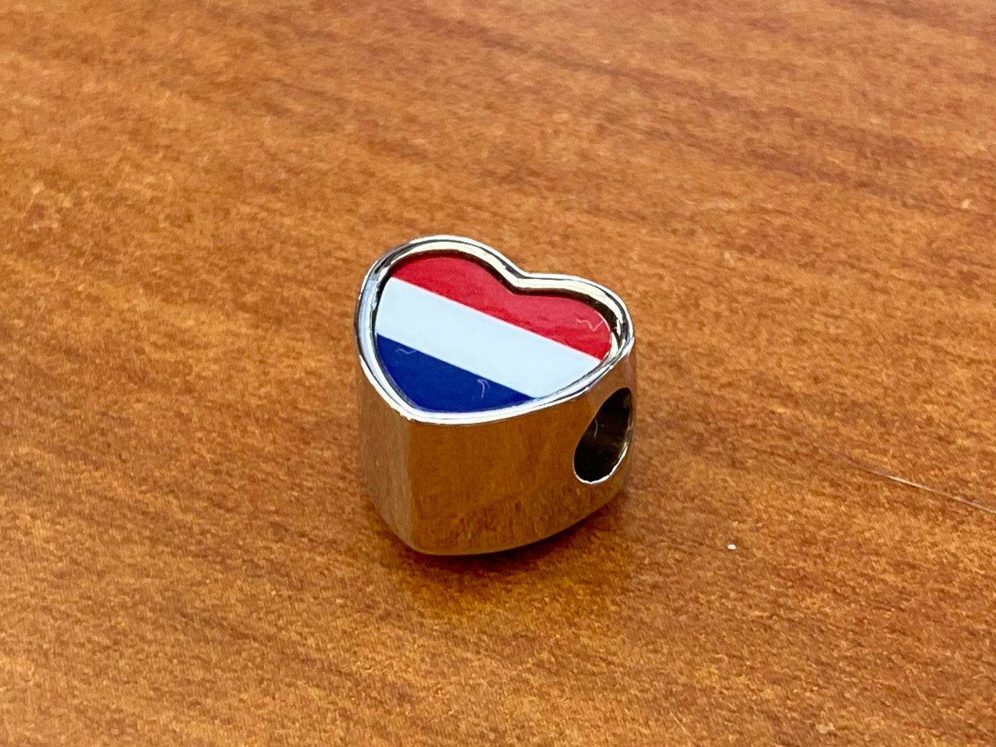 The Netherlands Holland Flag heart charm personalised charm Add on charm Large hole bead Valentine’s gift for mom mum