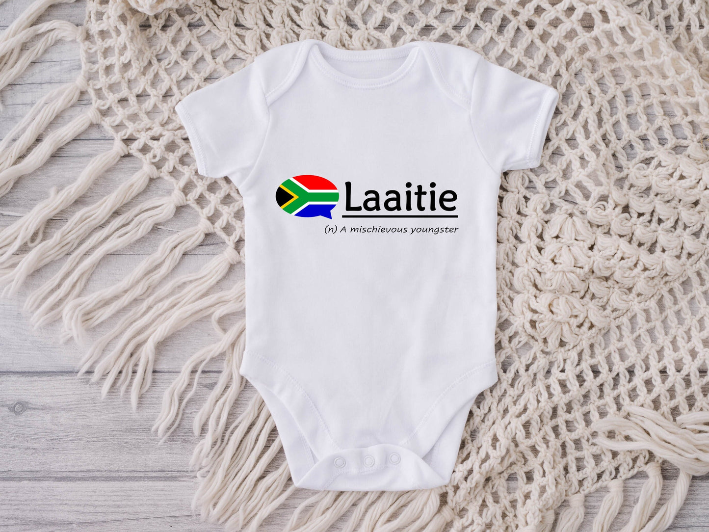 South Africa baby vest gift bodysuit Afrikaans slang Laatie New baby gift gender reveal boy pregnancy announcement baby shower