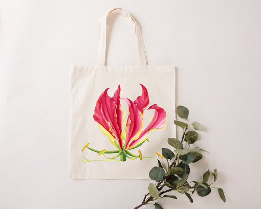 Zimbabwe Flame Lilly Gloriosa superba natural tote bag