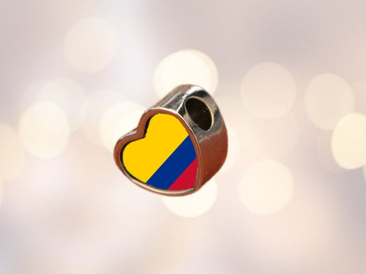 Colombia Colombian Flag heart charm bead Personalised Add on charm Large hole bead Valentine’s gift for mom mum