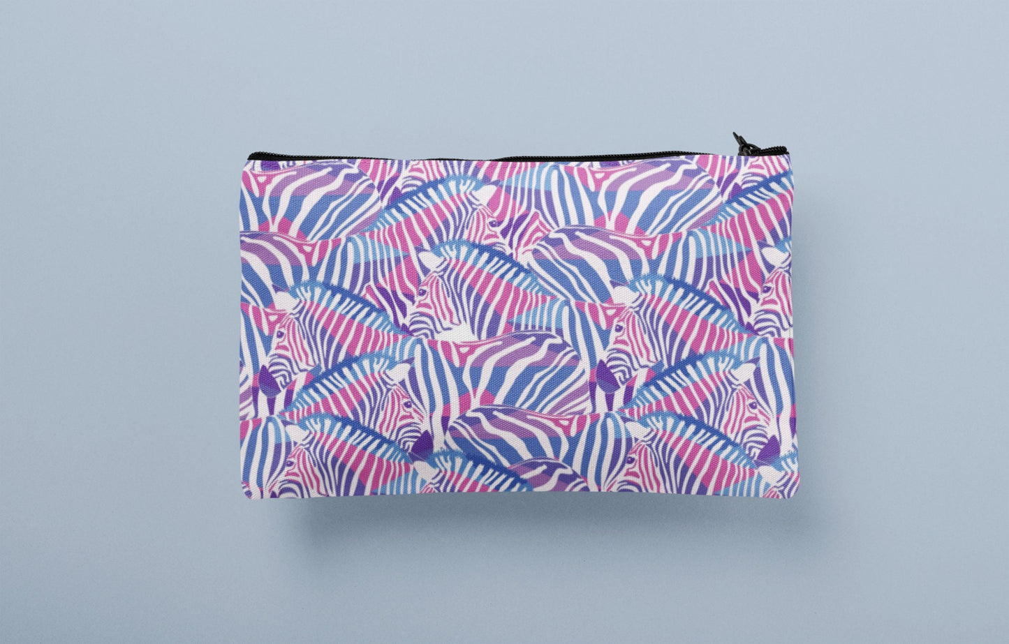 Zebra design cosmetic zip case /pencil case/purse. Pink and purple pattern.  South African pattern