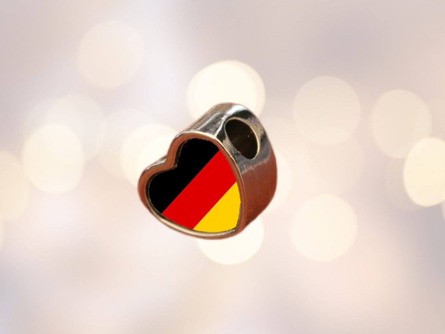 Germany German Flag heart charm bead personalised charm Add on charm Large hole bead Valentine’s gift for mom mum