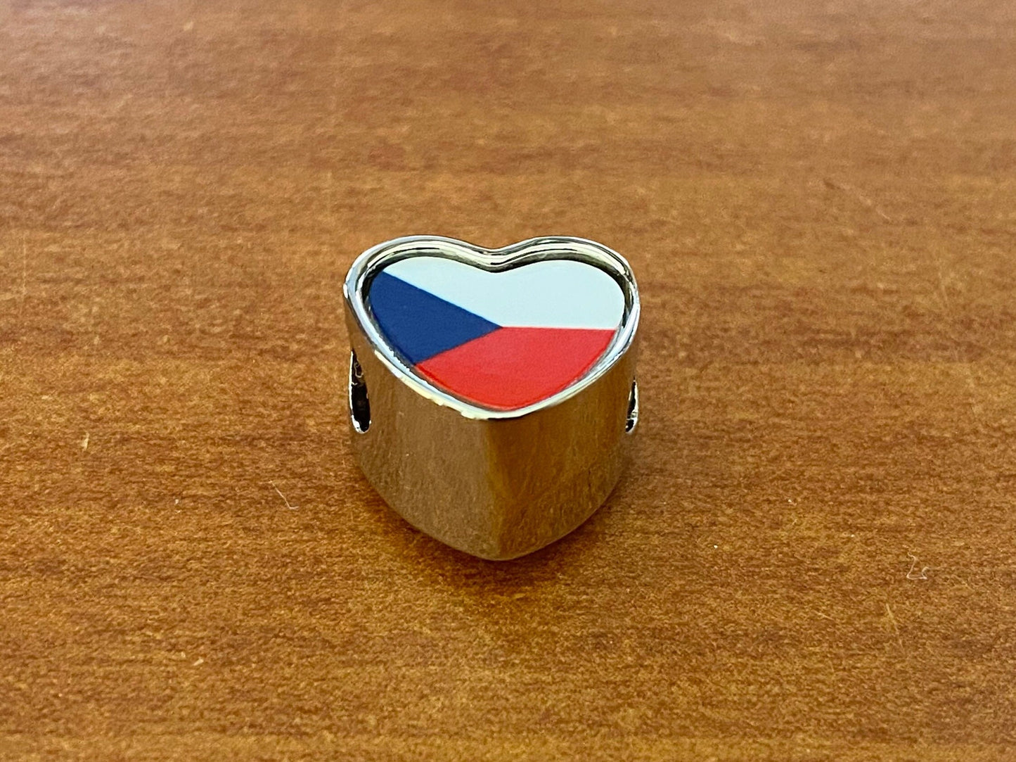 Czech Republic Flag heart charm personalised charm Add on charm Large hole bead Valentine’s gift for mom mum