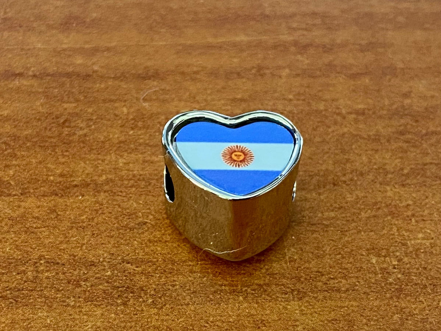 Argentina Argentinian Flag heart charm bead personalised charm large hole bead add on charm Valentine’s gift mom mum personalised gift