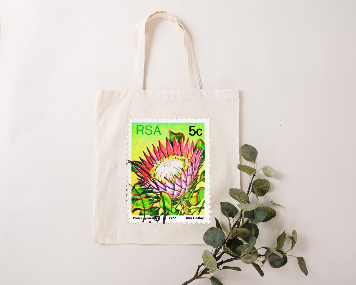 RSA 5c Protea Stamp Protea Fynbos Floral natural tote bag.