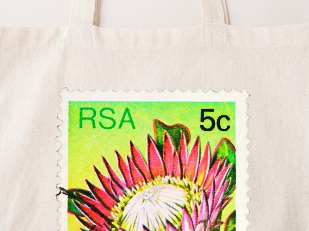 RSA 5c Protea Stamp Protea Fynbos Floral natural tote bag.