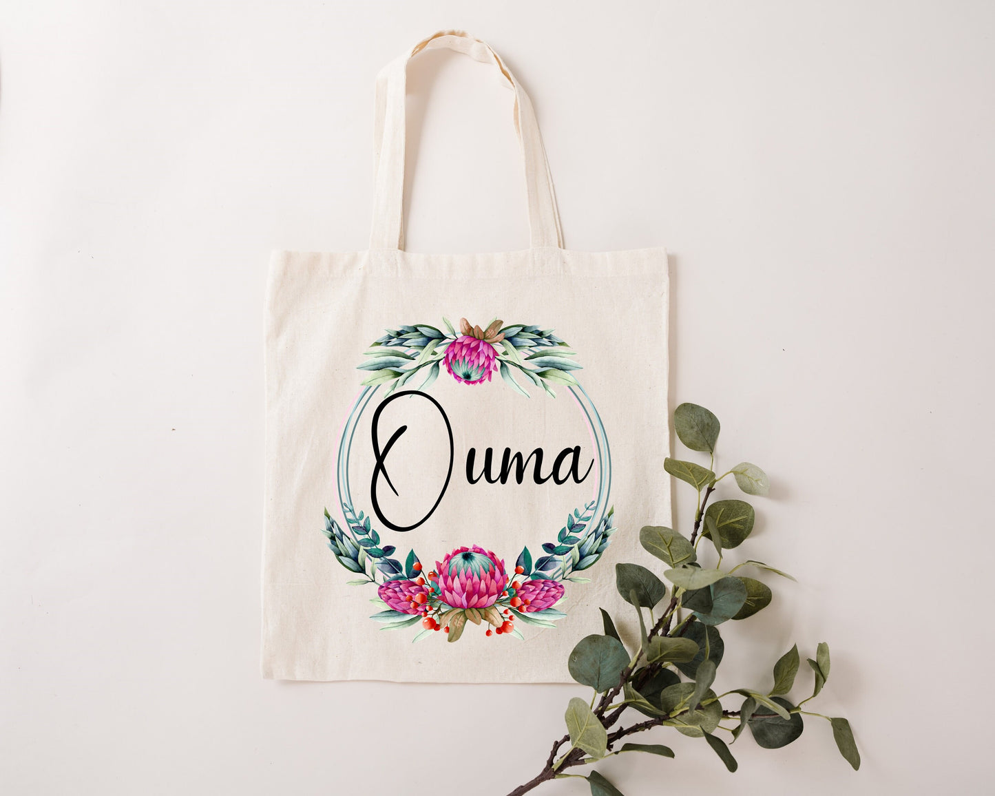 Protea Flower Personalised bag Nana/Ouma/Granny Shopping Tote bag